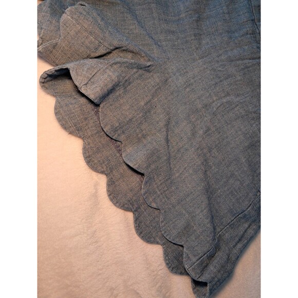 J.Crew 4" Chambray Scalloped Hem Shorts 100% Cotton Echo Blue L1670 Size Small - Picture 4 of 9